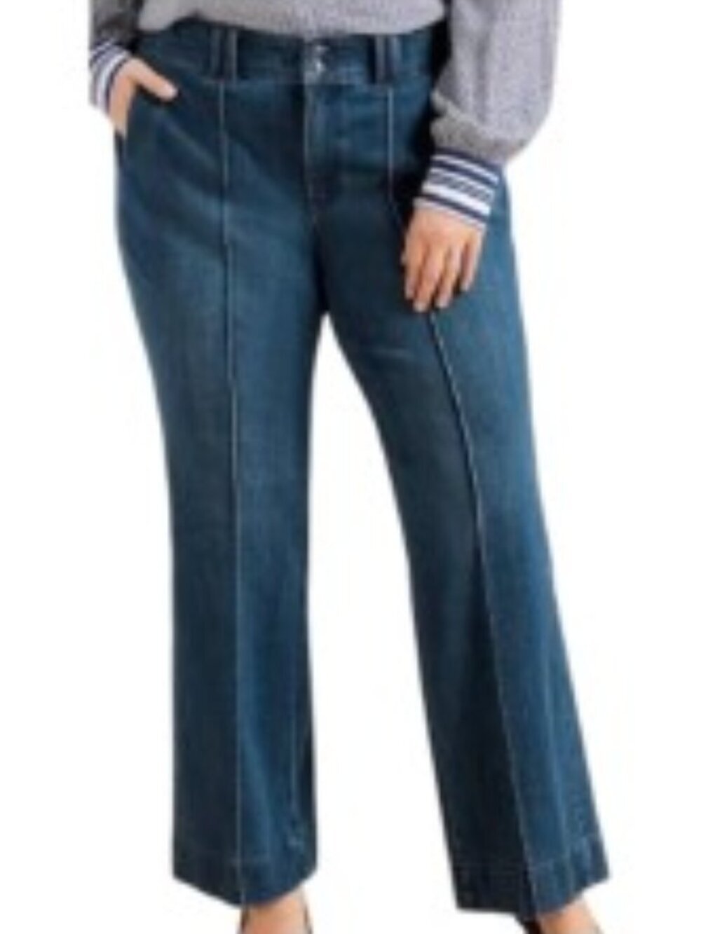 NWT Talbots High Waist Pintuck Flare Jeans 14W